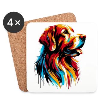 Chien Golden Retriever du Labrador - Dessous de verre (lot de 4) - blanc - Devant