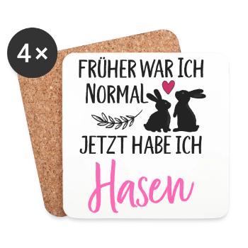 Früher war ich normal jetzt habe ich Hasen Spruch - Untersetzer (4er-Set) - Weiß - Vorne