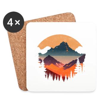 Alpine sunset in silhouette - Coasters (set of 4) - white - Front
