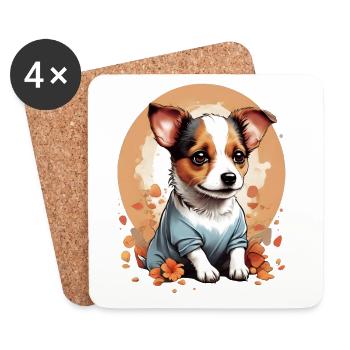 Niedlicher kleiner Jack Russell Welpe - Untersetzer (4er-Set) - Weiß - Vorne