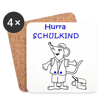 Hurra Schulkind Einschulung - Untersetzer (4er-Set) - Weiß - Vorne