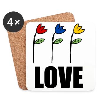 VALENTINSTAG. Junggesellinnenabschied. ICH LIEBE DICH. ICH LIEBE DICH. LIEBE - Untersetzer (4er-Set) - Weiß - Vorne