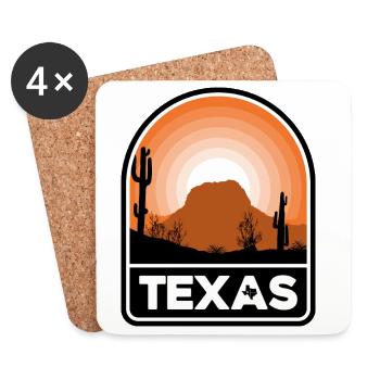 Emblème du coucher de soleil dans le désert du Texas - Dessous de verre (lot de 4) - blanc - Devant
