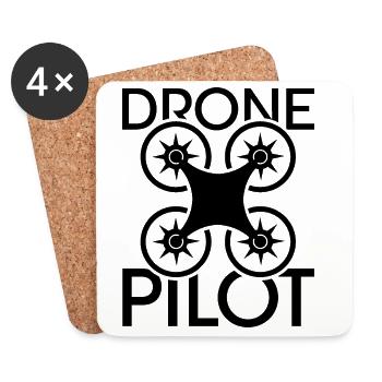 drone pilot Dronen Flieger Flugzeug coole Sprüche - Untersetzer (4er-Set) - Weiß - Vorne