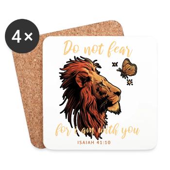 Lion Butterfly Bible Verse - Coasters (set of 4) - white - Front