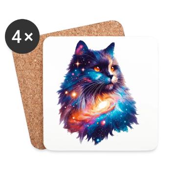 Chat - Dessous de verre (lot de 4) - blanc - Devant