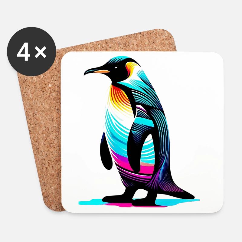 Pinguin - Untersetzer (4er-Set) - Weiß
