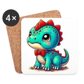 Dinosaurier - Untersetzer (4er-Set) - Weiß - Vorne