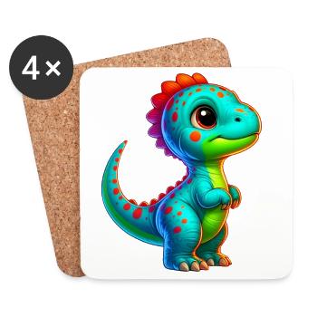 Dinosaurier - Untersetzer (4er-Set) - Weiß - Vorne