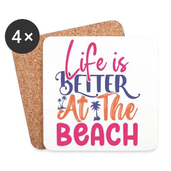 Am Strand lässt es sich besser leben - Untersetzer (4er-Set) - Weiß - Vorne