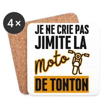 Je ne Crie pas J'imite la Moto de Tonton - Dessous de verre (lot de 4) - blanc - Devant