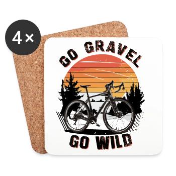 Vélo de gravier Coucher de soleil Scène - Dessous de verre (lot de 4) - blanc - Devant