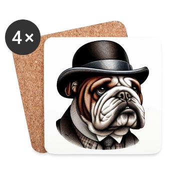 English Bulldog Art - Coasters (set of 4) - white - Front
