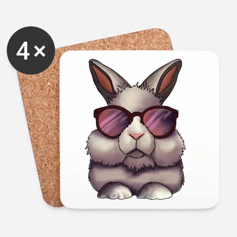 Stylischer Hase – Cooles Tiermotiv - Untersetzer (4er-Set) - Weiß