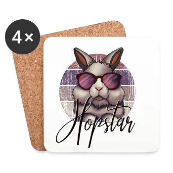 Lapin de Pâques cool avec des lunettes Hoppel Bunny Hopster - Dessous de verre (lot de 4) - blanc - Devant