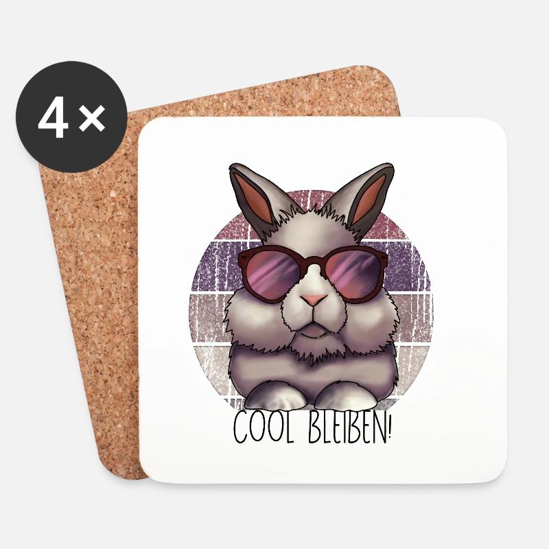 Cool bleiben – Hase mit Sonnenbrille - Untersetzer (4er-Set) - Weiß