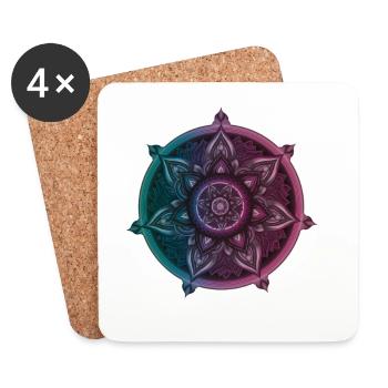 Boussole symbolique du mandala – Ornament Illustrati - Dessous de verre (lot de 4) - blanc - Devant