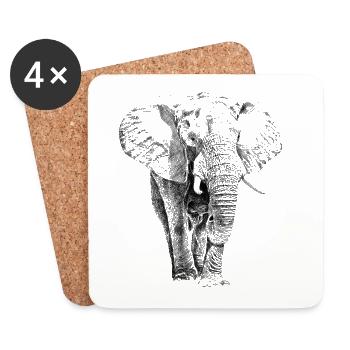 Elefant - Untersetzer (4er-Set) - Weiß - Vorne