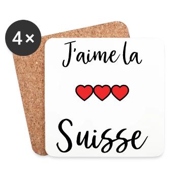 J'AIME LA SUISSE. SUISSE - Dessous de verre (lot de 4) - blanc - Devant