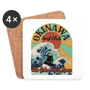 Okinawa Surf Club (Distressed) - Coasters (set of 4) - white - Front