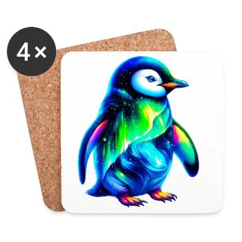 Aurora Borealis Pinguin - Untersetzer (4er-Set) - Weiß - Vorne