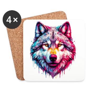 Wolf - Untersetzer (4er-Set) - Weiß - Vorne