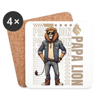 Papa lion - Dessous de verre (lot de 4) - blanc - Devant
