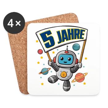 5. Geburtstag kleiner Raumfahrer Astronaut 5 Jahre - Untersetzer (4er-Set) - Weiß - Vorne