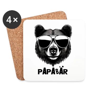 Papa – The coolest bear in the area - Coasters (set of 4) - white - Front