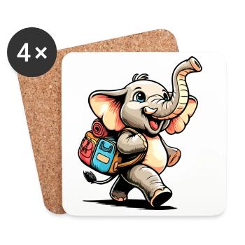 Tiny Trekker : Le Jolly Elephant - Dessous de verre (lot de 4) - blanc - Devant