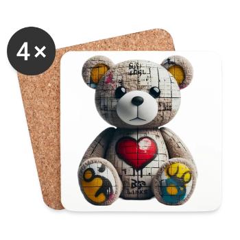 Orso orsacchiotto Ours en peluche - Dessous de verre (lot de 4) - blanc - Devant