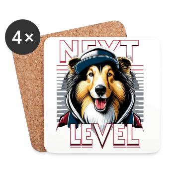 Collie Next Level Cool Hip Hop Dog Gift - Coasters (set of 4) - white - Front