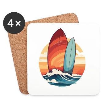 Surfbrett - Untersetzer (4er-Set) - Weiß - Vorne