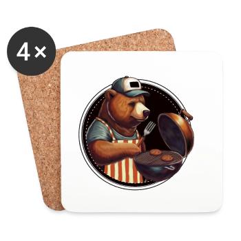 Master of the Grill – GrillBär Papa Grillmeister - Coasters (set of 4) - white - Front