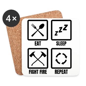Firefighter Daily Routine - Coasters (set of 4) - white - Front