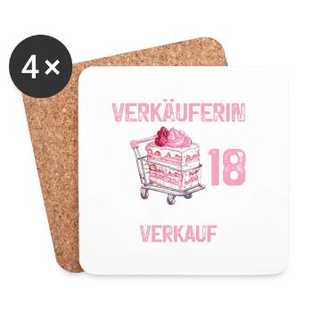 Verkäuferin 18 Geburtstag Verkauf 18 Jahre Spruch - Untersetzer (4er-Set) - Weiß - Vorne