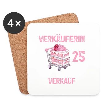 Verkäuferin 25 Geburtstag Verkaufen Beruf Spruch - Untersetzer (4er-Set) - Weiß - Vorne
