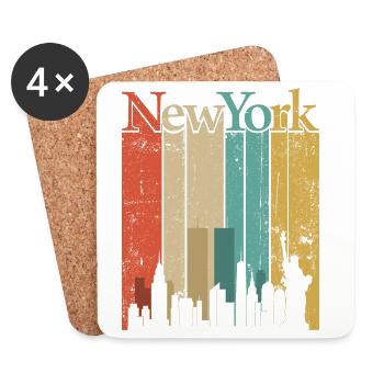 New York Skyline Retro Stripes - Coasters (set of 4) - white - Front
