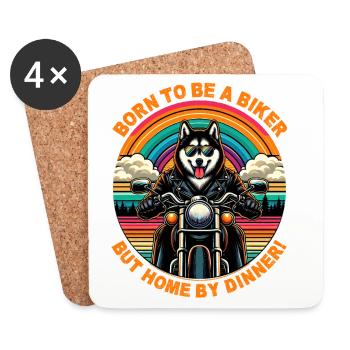 Born to Be a Biker: Husky Rider Adventure - Coasters (set of 4) - white - Front
