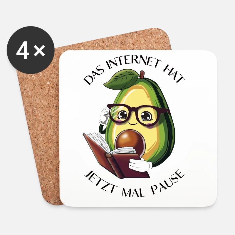 Das Internet hat jetzt mal Pause – Avocado Bücher - Untersetzer (4er-Set) - Weiß