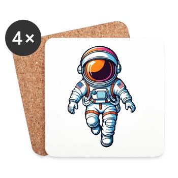 Colorful Cartoon Astronaut - Coasters (set of 4) - white - Front