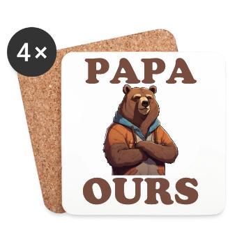 Papa Ours grognon fête des pères - Dessous de verre (lot de 4) - blanc - Devant