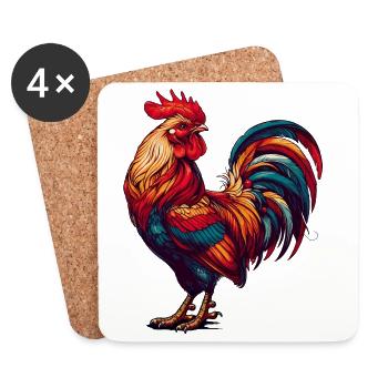 magnificent rooster in bright colors - Coasters (set of 4) - white - Front