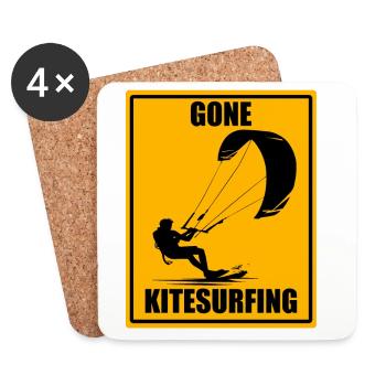 Gone Kitesurfing Vintage Kiteboarding Design Chemise - Dessous de verre (lot de 4) - blanc - Devant