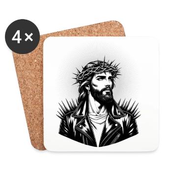 Jesus Christus mit stylischer Frisur & Lederjacke - Untersetzer (4er-Set) - Weiß - Vorne