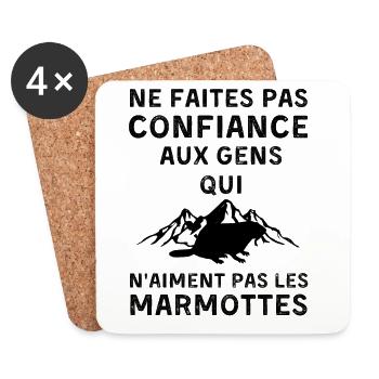 Ne faites confiance qui n aiment pas les marmottes - Dessous de verre (lot de 4) - blanc - Devant