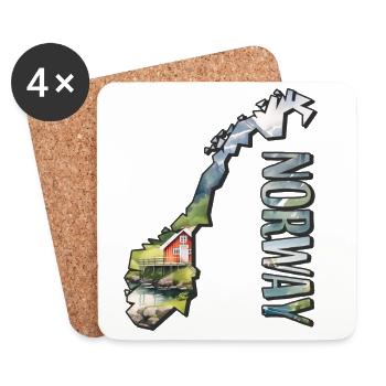 Carte à l’aquarelle Norvège - Dessous de verre (lot de 4) - blanc - Devant