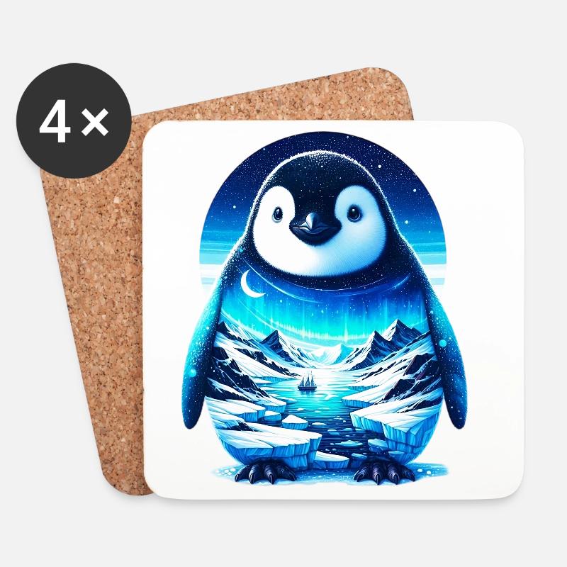 Pinguin - Untersetzer (4er-Set) - Weiß