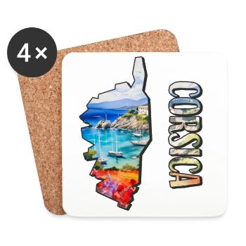 Watercolor Map Corsica - Coasters (set of 4) - white - Front