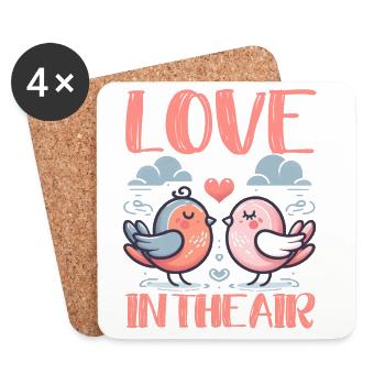 OISEAUX MIGNONS ROMANTIQUES : L’AMOUR DANS L’AIR - Dessous de verre (lot de 4) - blanc - Devant